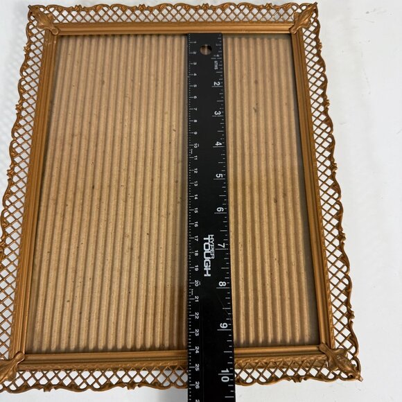 Ornate Metal Picture Frame Gold Tone Vintage Lattice Design Glass Front 8 X 10 - Picture 12 of 16